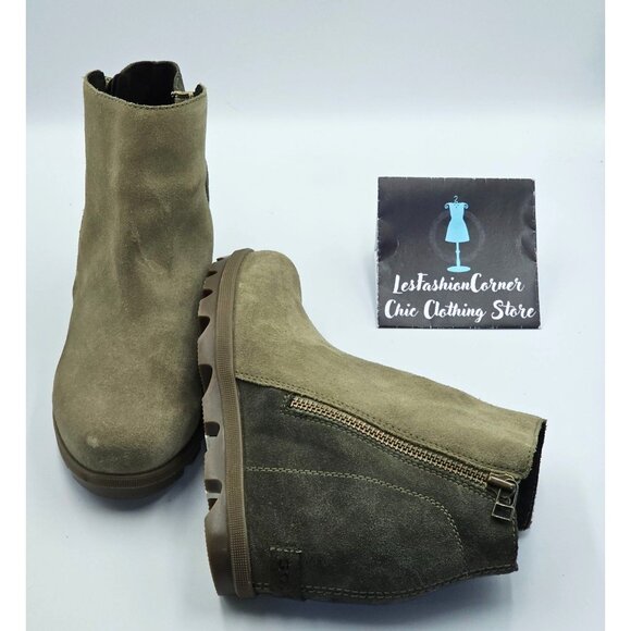 Sorel Women's Olive Green Suede Leather Joan of Arctic Chelsea Boots Size 8 2514 - Picture 12 of 16